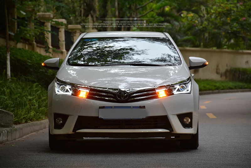Светодиодные полосы фары передние лампы для Toyota венчик Альтис светодиодный фары DRL Биксеноновые линзы