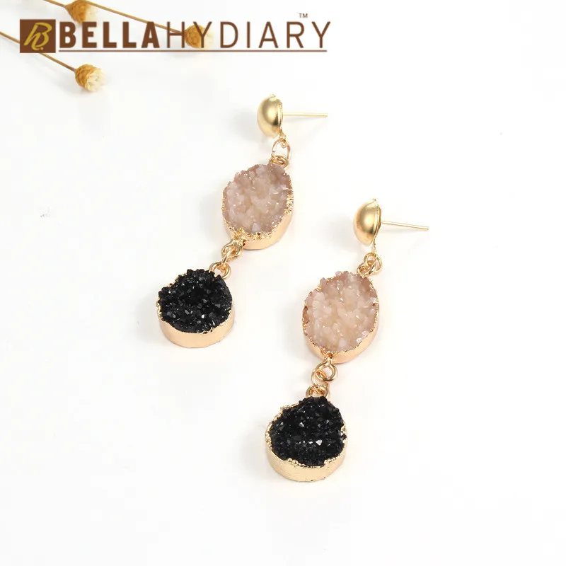 

Bijoux Korean Vintage Druzy Resin Earring Long Drop Earrings For Women Jewelry Statement Pendientes Mujer Moda 2019 Ohrringe