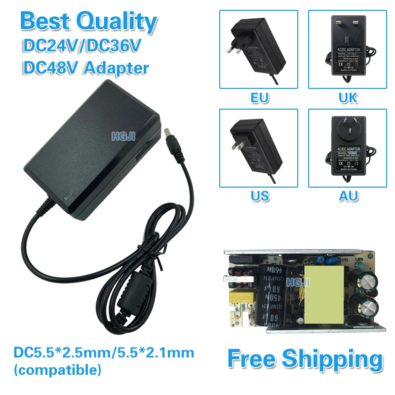 HGJI AC90V 240V к DC24V 1.5A dc 24V 2A DC36V 1A 1.3A 48v1a конвертер стандартный разъем питания настенное