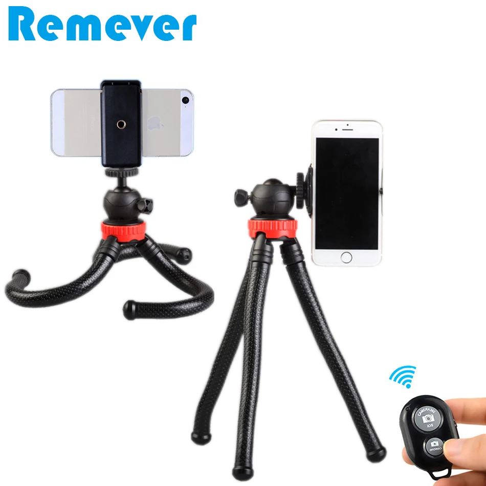 Flexível com Suporte do Telefone Leves com Bola Cabeça para Câmeras Bluetooth para Telefones Mini Tripé Polvo Tripés Gopro Remoto