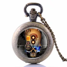 Ретро римские цифры стимпанк Роскошный Золотой Скелет Механические карманные часы ручной обмотки брелок цепь мужские и женские часы подарки