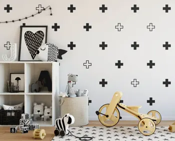 

100 pcs/set Modern Plus Sign Wall Sticker Swiss Cross Vinyl Art Decals Removable DIY Mural Kids Rooms Nursery Decoration N829