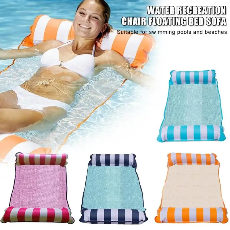 cheap Air Mattress Foldable Swimming Pool Water Bed Chair Inflatable Hammock Floating Bed Leisure Cushion Lounge Cushion Water Sports
