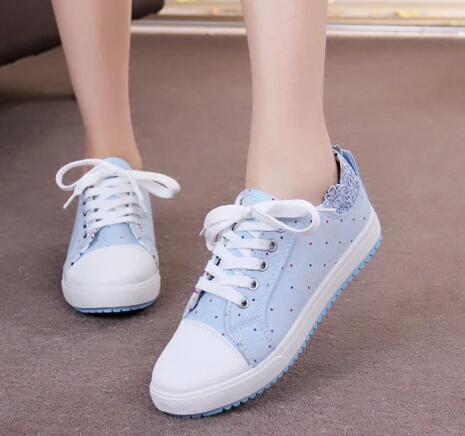 

2017 New Spring Shallow Low Canvas Shoes student Casual Print Flats Women Casual Shoes Lace Up light Green blue pink