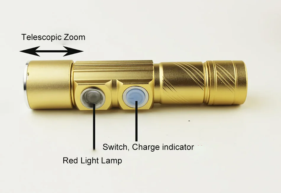 AIMIHUO Mini LED Flashlight USB Rechargeable Outdoor Flashlight LED Side Red Light Night Riding Torch Lantern Built in Battery (10)