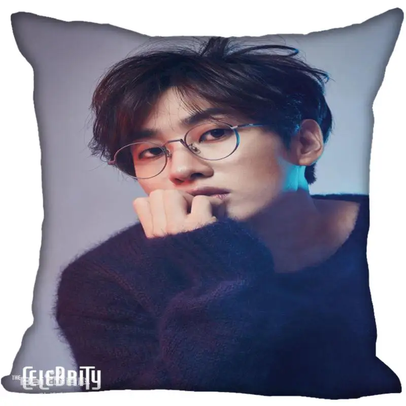 

Custom Kpop Super Junior Lee Hyuk Jae Printed Square silk Pillowcases 40x40cm,35x35cm One Side Satin Pillowcase Custom Logo