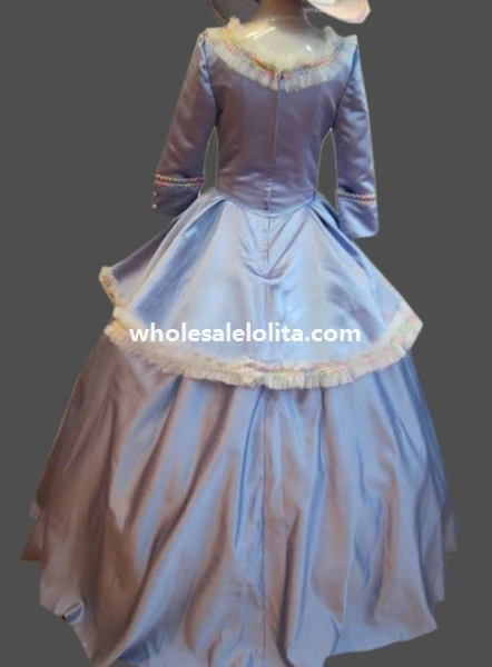 Исторический небесно-голубая сатиновая 18th века Мария Антуанетта период платье бальное платье