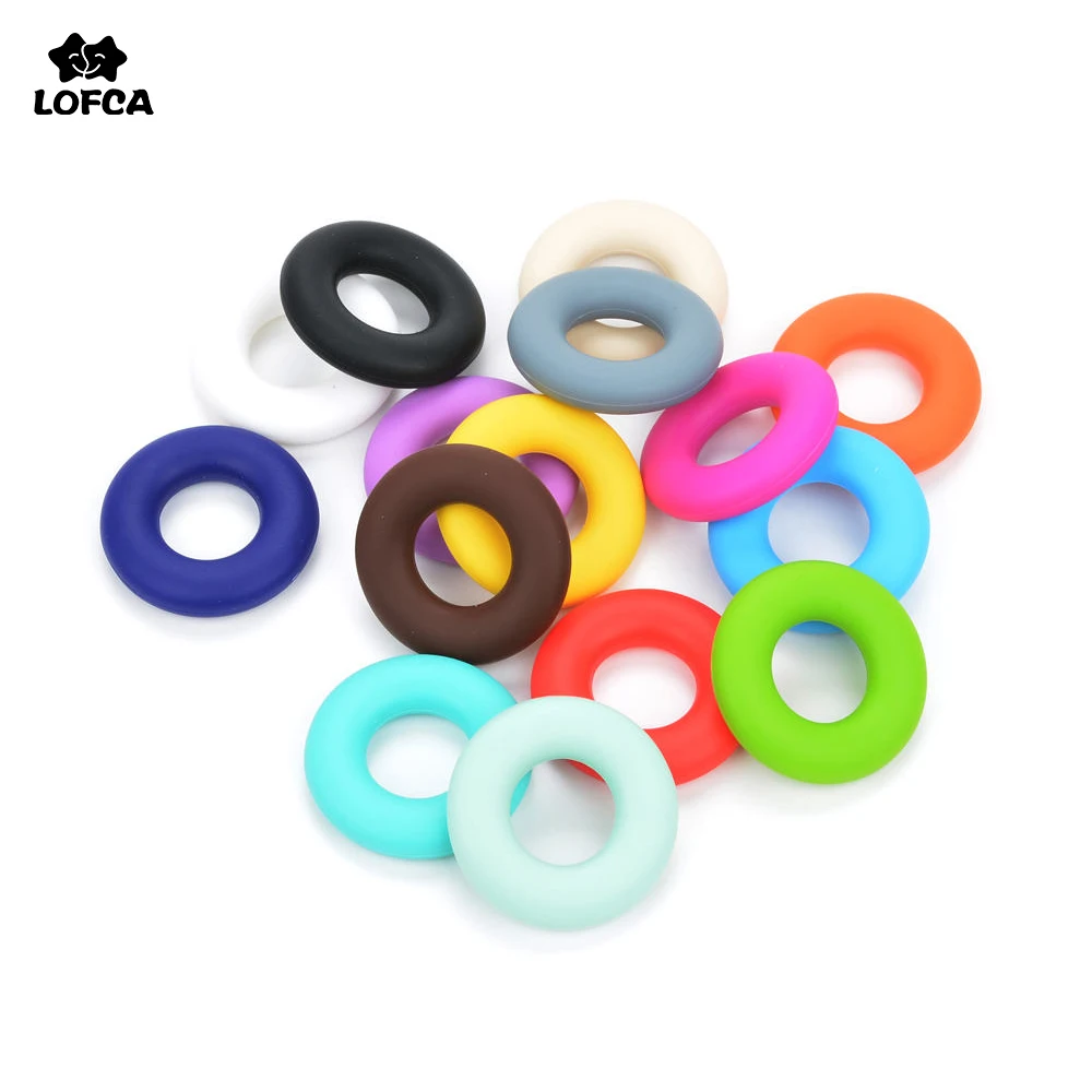 20pcs/lot Cute Donut Loose Silicone Beads For Silicone Teething Toys For Toddlers Organic Silicon Teething Beads Safe