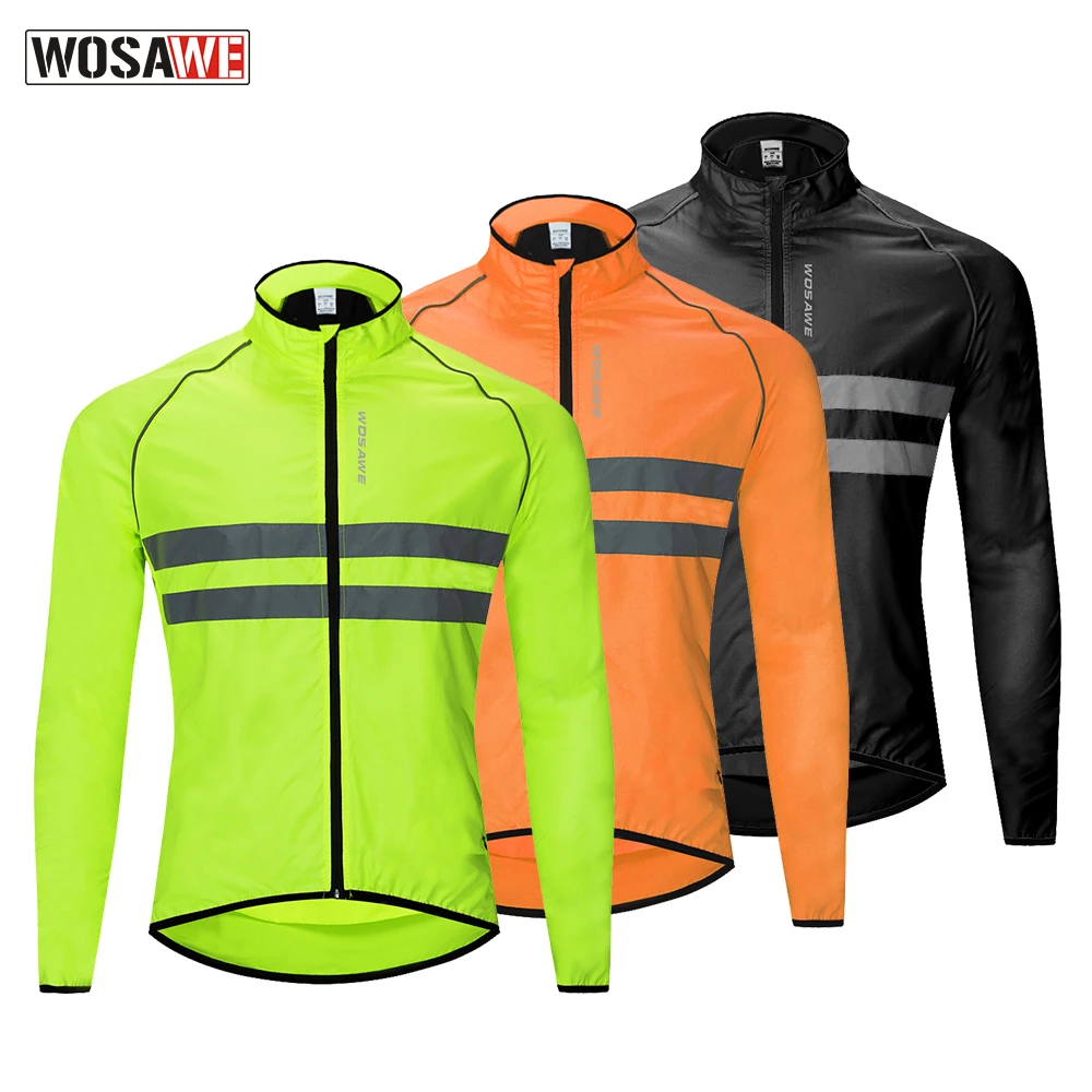 

WOSAWE High Visibility Jacket Motorcycle Safety Jacket Ultra-thin Quick Dry Windbreaker Moto Cross Riding Wear Clothes For Men