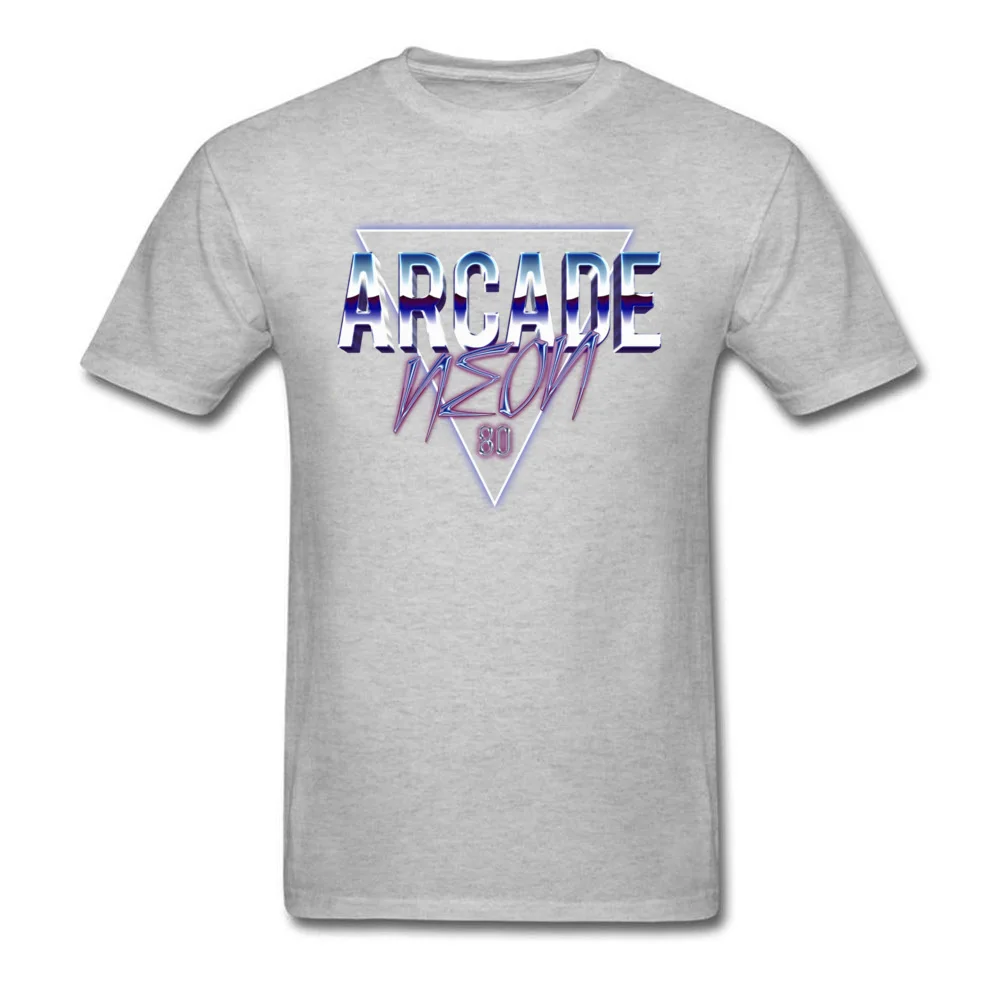 Arcade Neon 80s T Shirt Gift Short Sleeve Cheap Round Neck 100% Cotton Tees Funny Tee-Shirt for Men Lovers Day Arcade Neon 80s grey