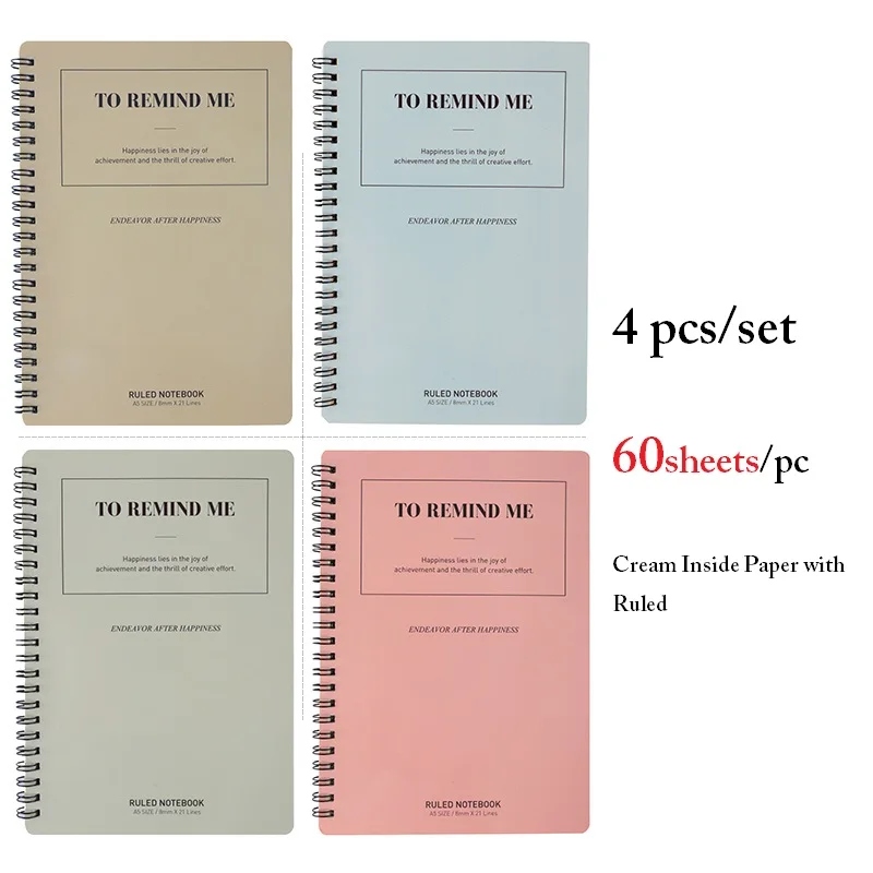 4 шт./компл. Простая спираль A5 B5 блокнот школьные офисные блокноты для письма кремовые бумаги с правила 60 листов/шт - Цвет: Classic