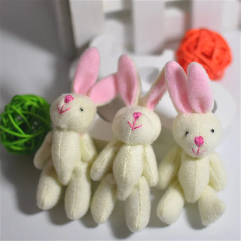 Cute Mini Joint Rabbit Plush Toys Cartoon Bunny Dolls DIY Rabbits Wedding Party Bouquet Doll 6cm 50pcslot (6)