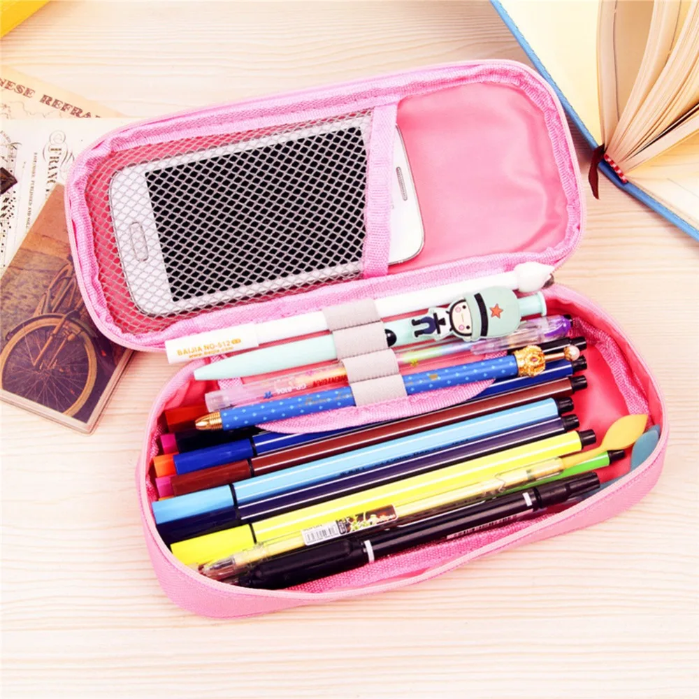 Canvas Pencil Case Large Capacity Pen Box Stationery Pouch Makeup