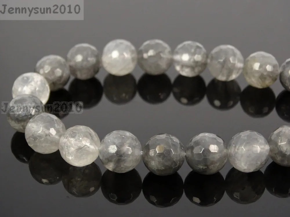 Approx 30 pcs Size : 12mm SHENGSHIHUIZHONG Wholesale Natural Round Gray Grey Cloudy Quartz Stone Strand Beads 4 6 8 10 12MM for Beading Bracelet Necklace Jewelry Making