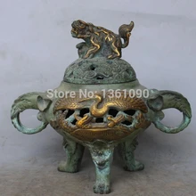 Xd 00550 " Клеймо Китайский Бронзовый Свинка Слон Лев зверь кран Курильница Курильница