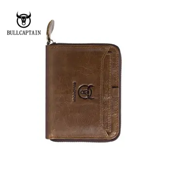 

BULL CAPTAIN Cow Leather Men Wallet Fashion Coin Pocket Brand Trifold Multifunction Men Purse High Quality Male Card ID Holder 1
