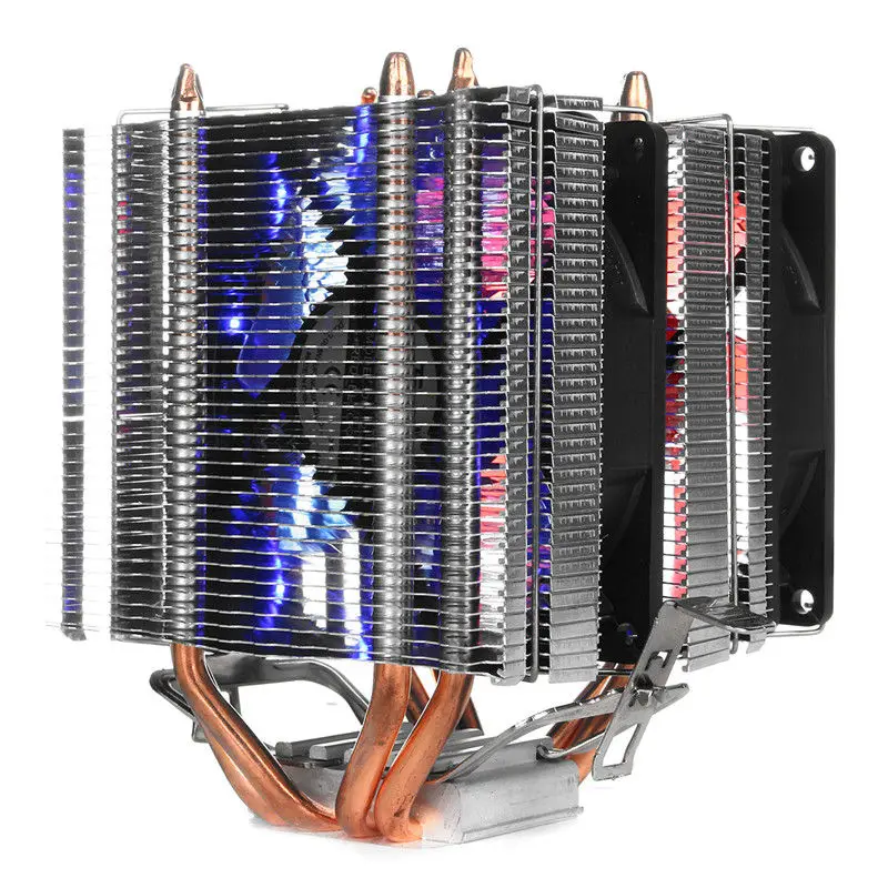 С тепловым стержнем heat pipe радиатор Процессор охлаждающий вентилятор охладитель радиатор с светодиодный вентилятор для Intel LGA 2011/1366/1155/1156/775 AMD AM2/AM2+/AM3