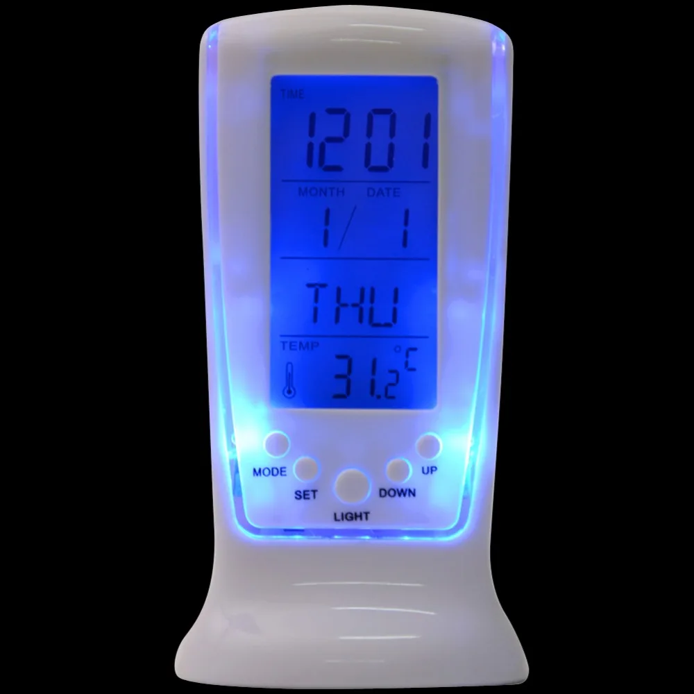

Modern Unique Phone Digital LCD Alarm Clock Calendar Thermometer Date Time Watch Service Night Light Alarm Clock T0697 0.19
