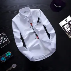 Весенняя полосатая рубашка мужская Корейская версия тела ремонт молодежи Досуг белая рубашка приливная мужская рубашка одежда MC111