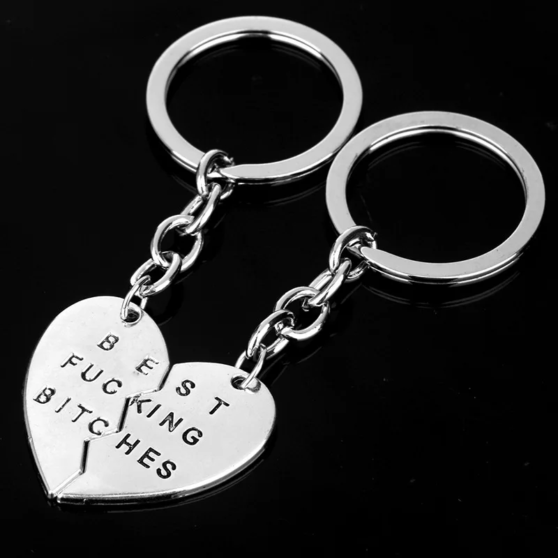 Pameng 2 Part Keychain Letter Best Bitches Key chains Ring New Fashion