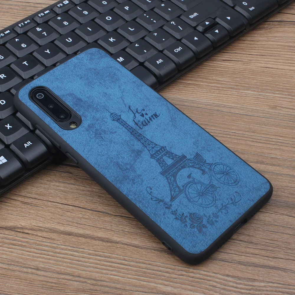 For Xiaomi Mi 9 Denim Tower Printed Case Style Canvas Mobile Phone Silicone Soft Edge Cloth Back Shell |