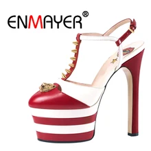 ENMAYER Gothic Woman High Heels Sandals Summer High Fashion Shoes women Open Toe Buckle strap Platform Shoes Buckle strap CR32 maxmuxun women shoes comfort slip on classic high platform wedge sandals 2018 summer ladies open toe buckle strap thick shoes