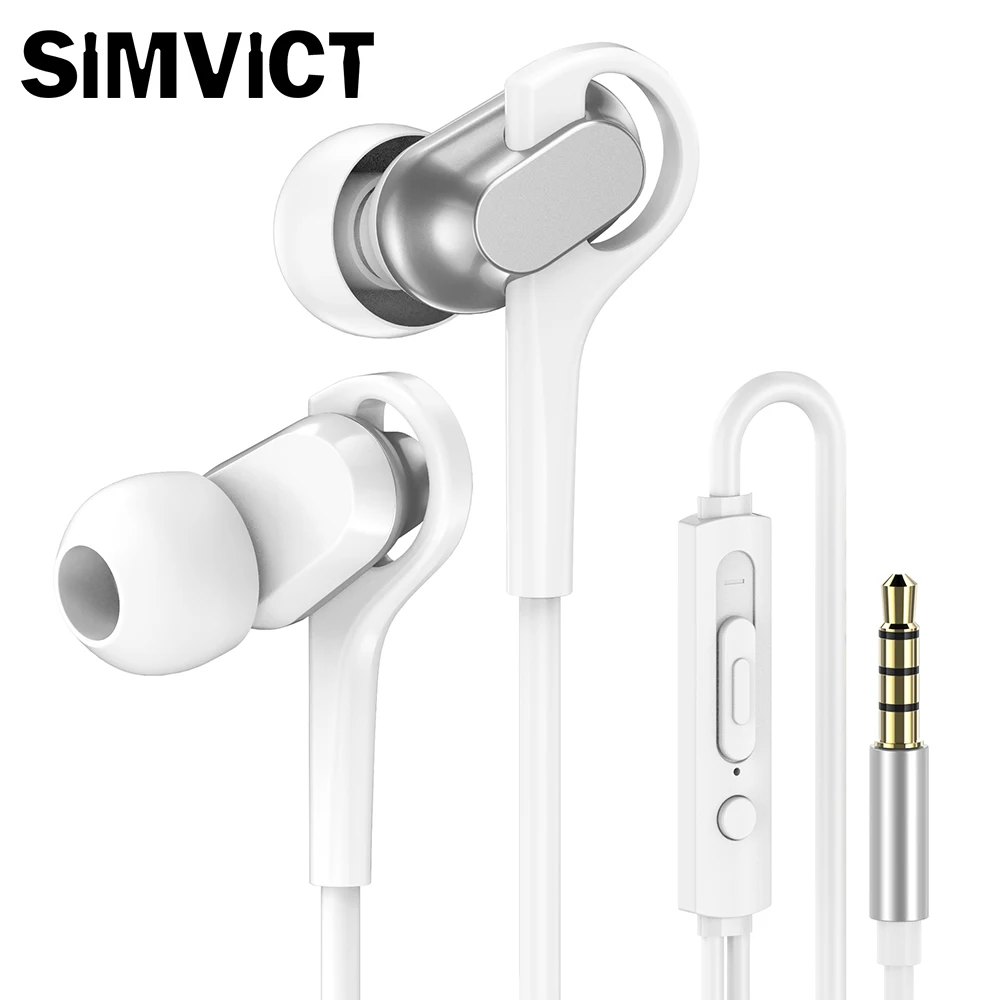 SIMVICT S22 наушники с микрофоном проводные вкладыши стерео Бас Звук регулятор