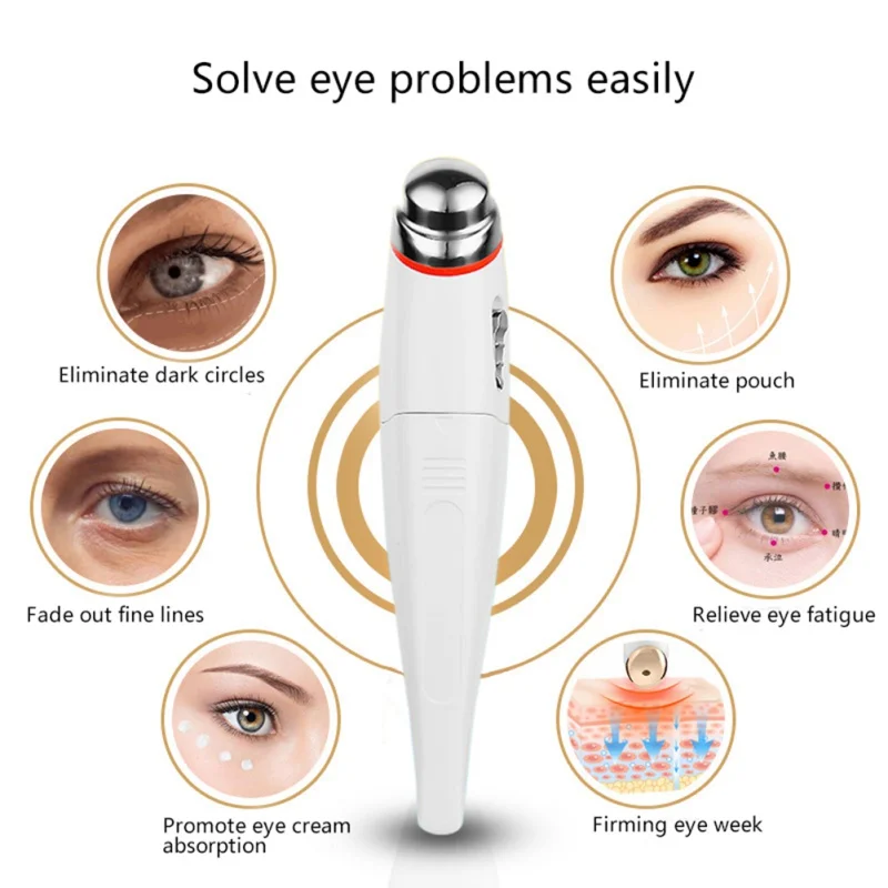Ролик для глаз Электрический массажер удаляет морщины темный круг антивозрастной Вибрационный Массаж Уход за кожей вокруг глаз