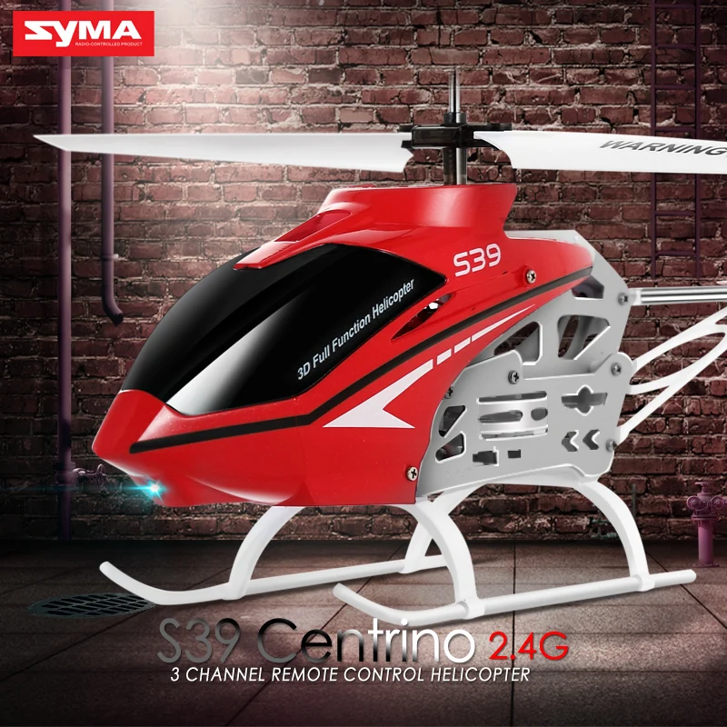 SYMA официальный S39 2,4 ГГц 3CH вертолет с гироскопом светодио дный мигает Алюминий Anti-Shock дистанционного Управление игрушки Дети подарок красный/белый - изображение
