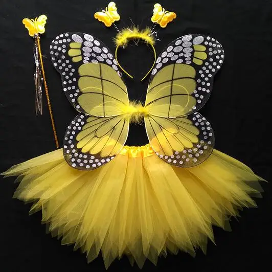 Лидер продаж платье для сцены Хэллоуин Косплэй Фея Ангел с крыльями тема насекомых костюм 6 цветов для девочек костюм с крыльями бабочки