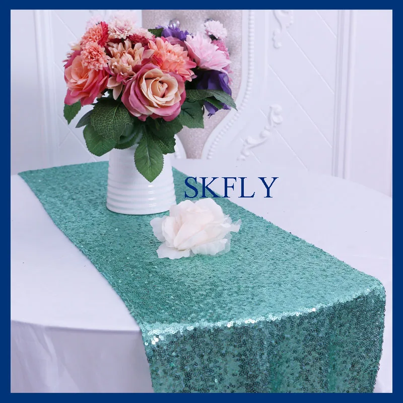 RU009C popular wedding shinny mint green sequin table runnerin Table Runners from Home & Garden