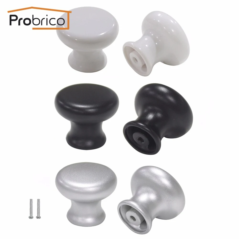 Probrico Plastic 25mm Kitchen Knob Black/White/Sliver Furniture