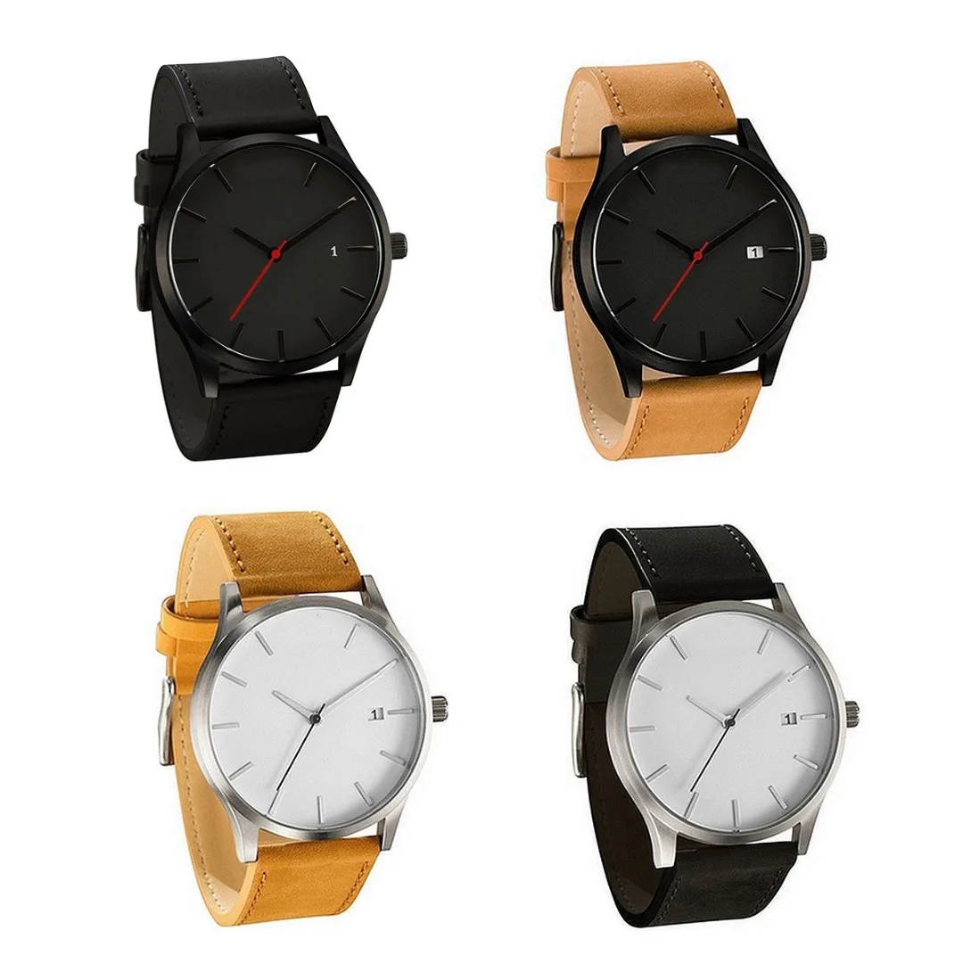 Shellhard Men's Watches Top Brand Casual Men Sport Wristwatch  2019 Man Quartz Watch Date Clock Male Faux Leather Watches