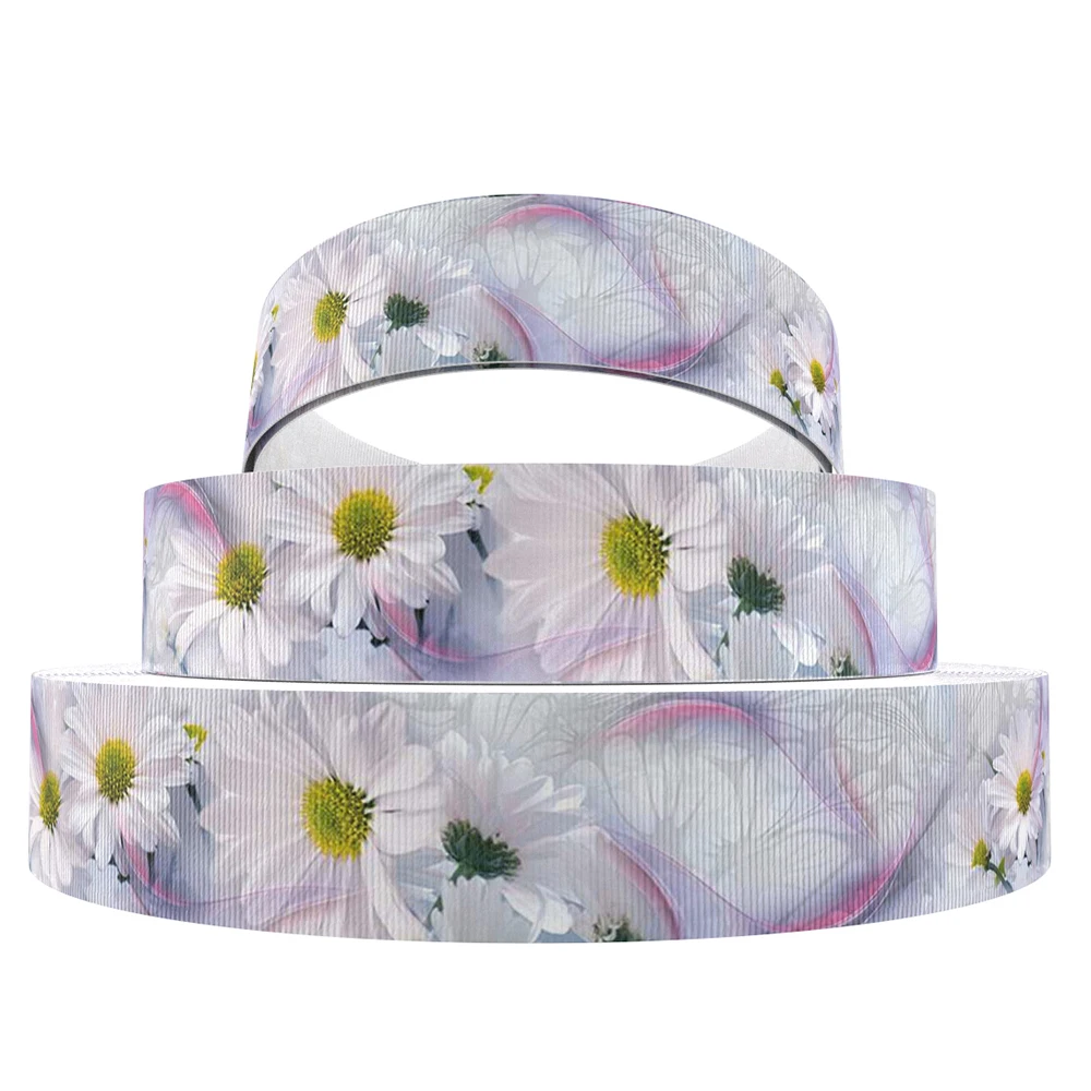

David accessories 1"25mm flower polyester grosgrain tape ribbon 10yds,DIY handmade materials,wedding gift wrapping,10Yc4092