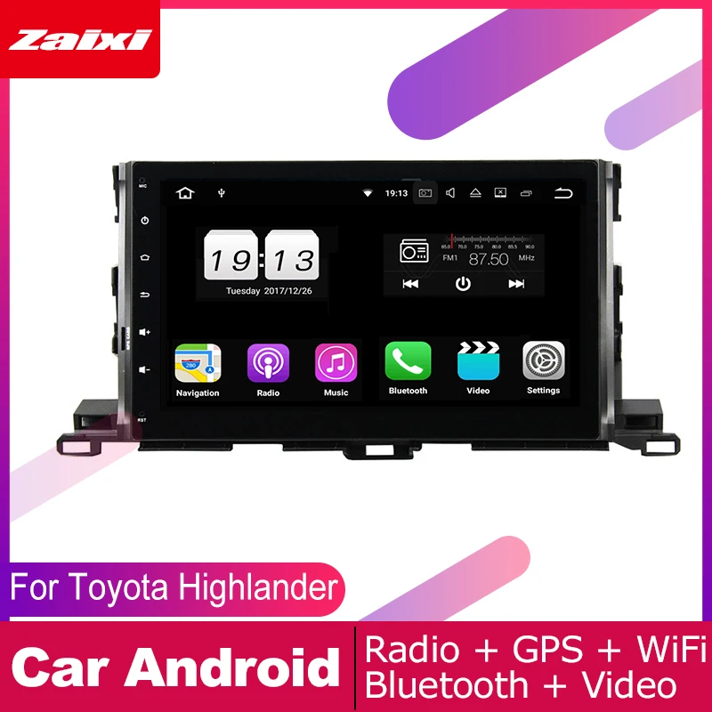 

ZaiXi android car gps multimedia player For Toyota Highlander XU50 2014~2019 car dvd navigation radio video audio player Navi