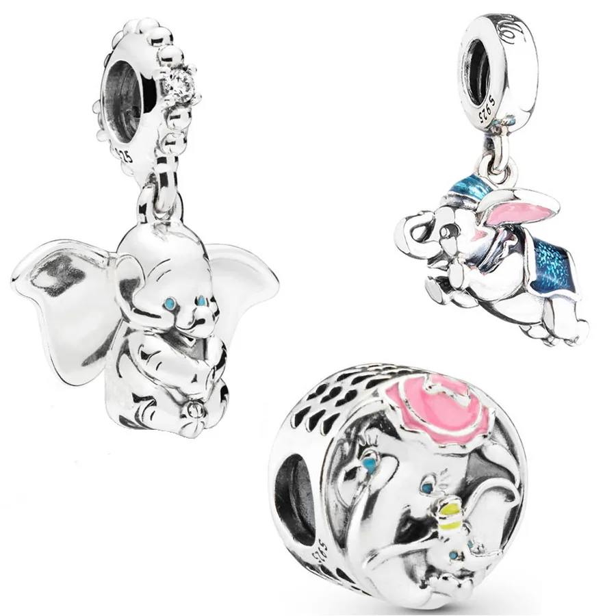 

2019 New Authentic 925 Sterling Silver Dumbo Hanging Charm Mrs Jumbo Charm Bracelet Fit Pandora Bracelet DIY Jewelry Bangle