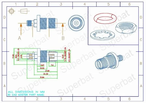 Superbat 5 шт. SMA-TNC RF адаптер SMA разъем гнездо TNC переборка уплотнительное кольцо прямо