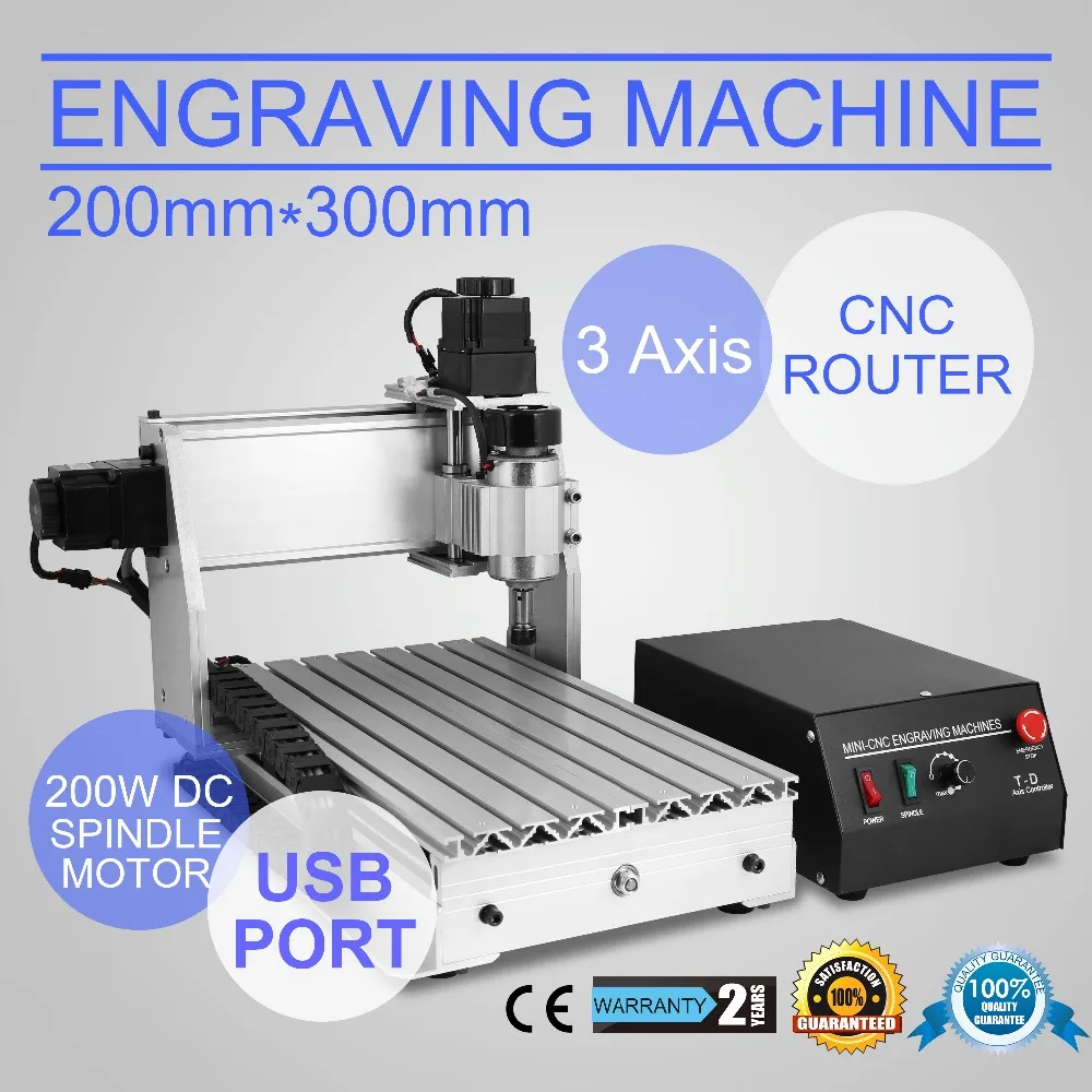 

VEVOR CNC Router 3020T 3 Axis CNC Router Machine 200mmX 300mm Large 3D Engraving Machine with USB Port Drilling Milling Machine