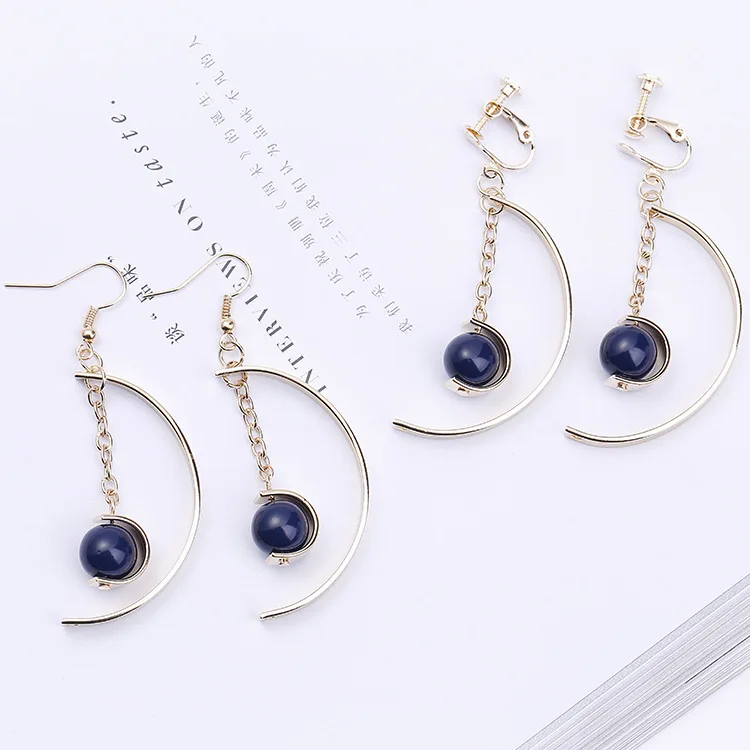 Vintage painless clip on earrings geometric for woman gift non pierced