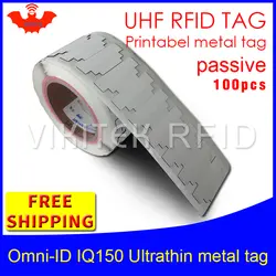 UHF RFID ультратонкий металлической бирке, omni-ID IQ150 915 м 868 мГц Impinj MR6 EPC 100 шт. бесплатная доставка синтетические для печати пассивные RFID тег