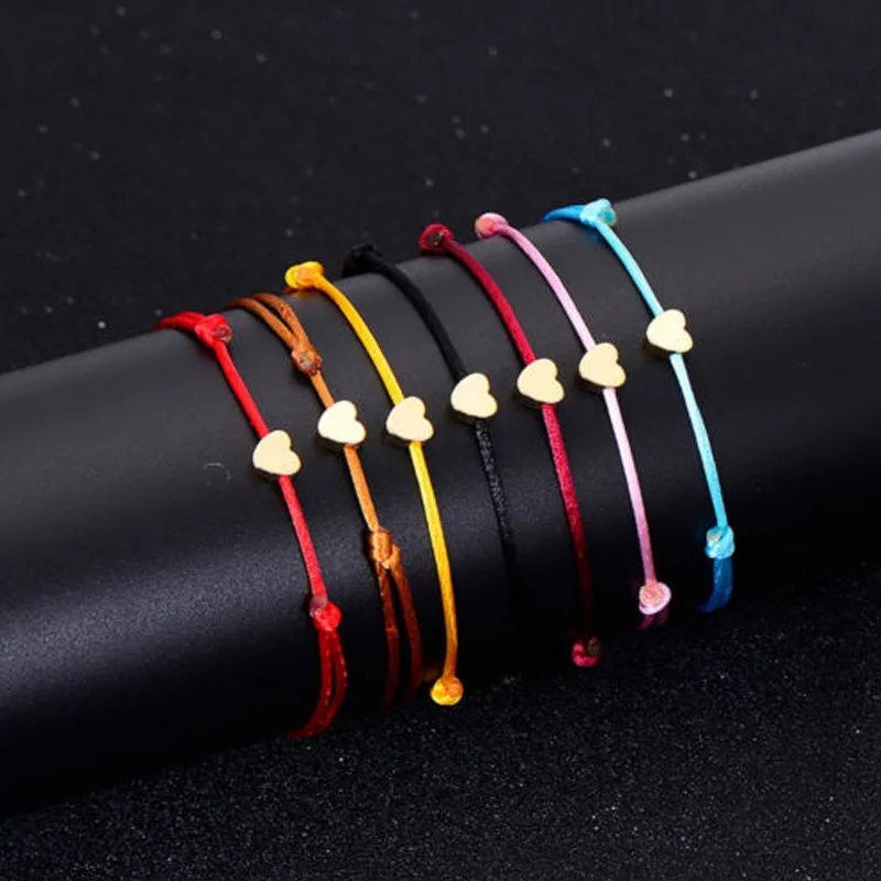 

Cute Lucky Gold Love Heart String Rope Charm Bracelets & Bangles for Women Bracelets pulseras Friendship Gift Z4