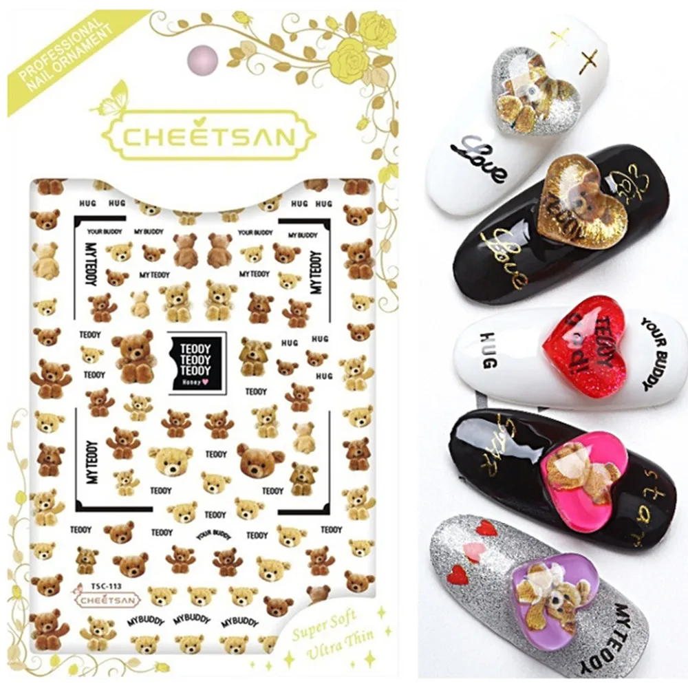 

TSC-113 Cheetsan brand 2018 newest 3d nail art stickers nail decals export quality gold sticker