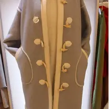 Зима Новое поступление женское серое шерстяное пальто с круглым вырезом и длинным рукавом с пряжкой-рогом однобортное пальто с карманами средней длины Верхняя одежда Смешанная