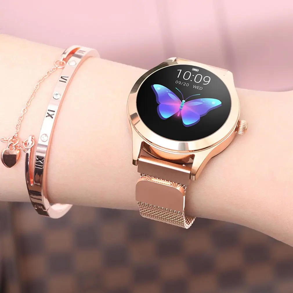 KW10 Ladies Fashion Heart Rate Monitoring Sports Step Sleep Quality Monitoring Flip Wrist Bright Waterproof Smart Bracelet