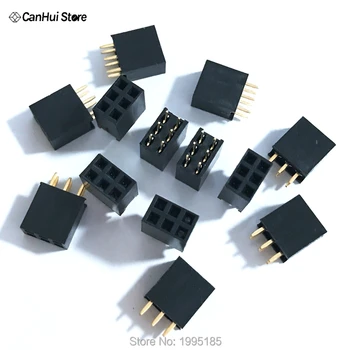 

100PCS 2x3 6 Pin 2.54mm Double Row Female Straight Header Pitch Socket Pin Strip 2*3 mm Platoon Mother Female Header Connector