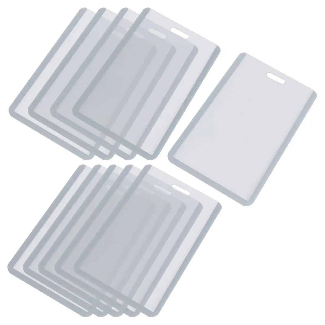 50 Pcs Clear Plastic Vertical Name Tag Badge ID Card Holders ...