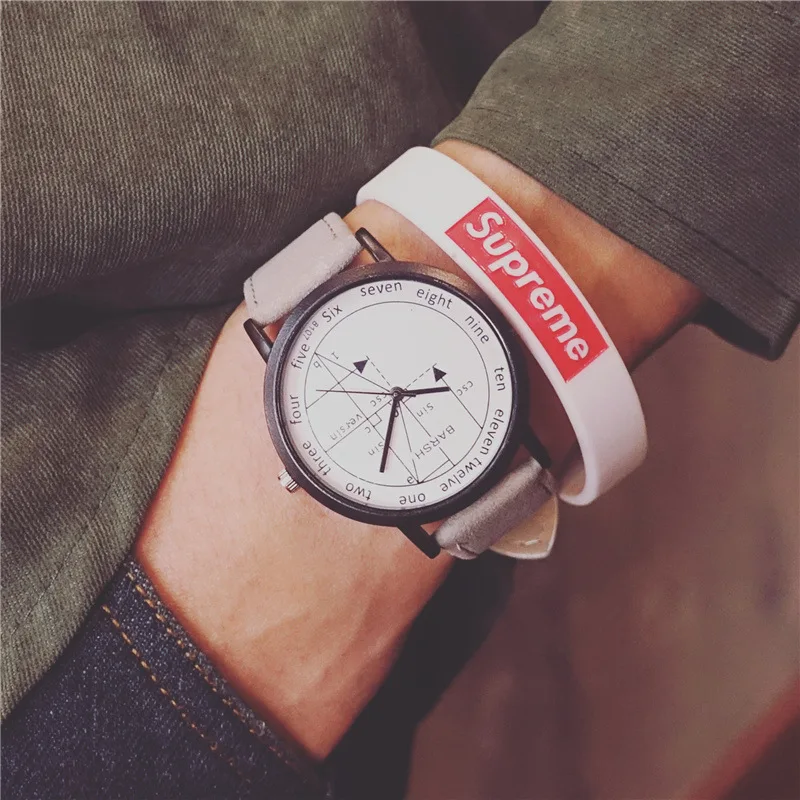 

2018 Fashion Unique Creative Futuristic Men Quartz Wristwatch Distinctive Popular Mathematics Design Boys Male Student Watches