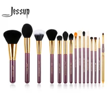 Jessup Pro 15pcs Makeup Brushes Set Powder Foundation Eyeshadow Eyeliner Lip Brush Tool Purple and Gold