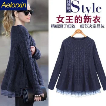 

Excellent Women Warm Sweaters and Pullovers Winter Fashion Plus Size Ladies Knitted Long-sleeved O-neckSweater Pull Femme 2019