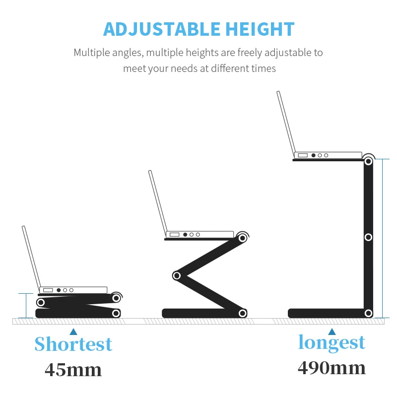 Aluminum Alloy Adjustable Laptop Stand Laptop Desk Bed Standing Notebook Stand With Cooling Fan Mou